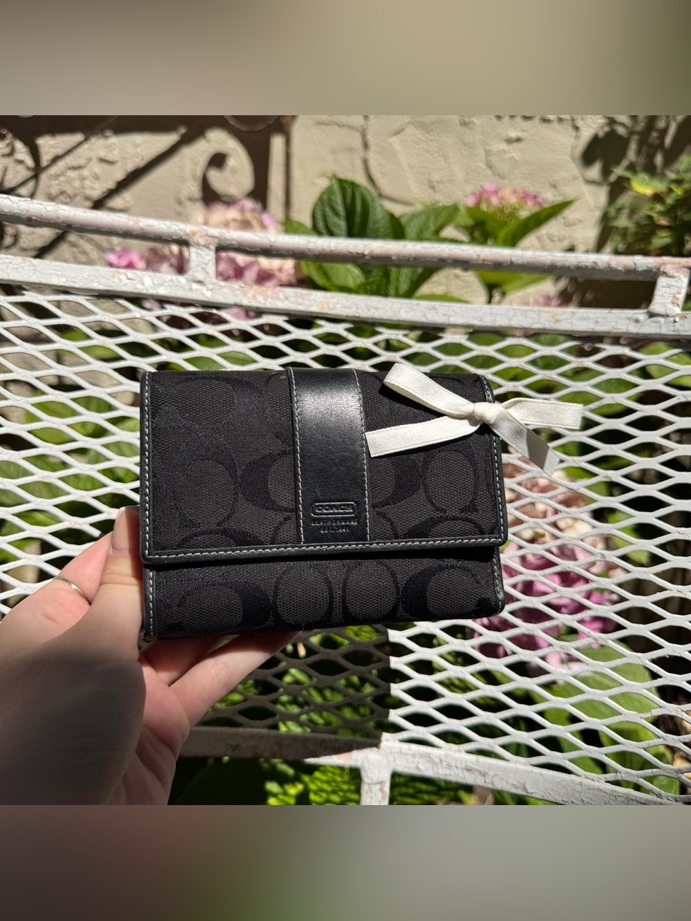 Coach Black Monogramed Trifold Wallet